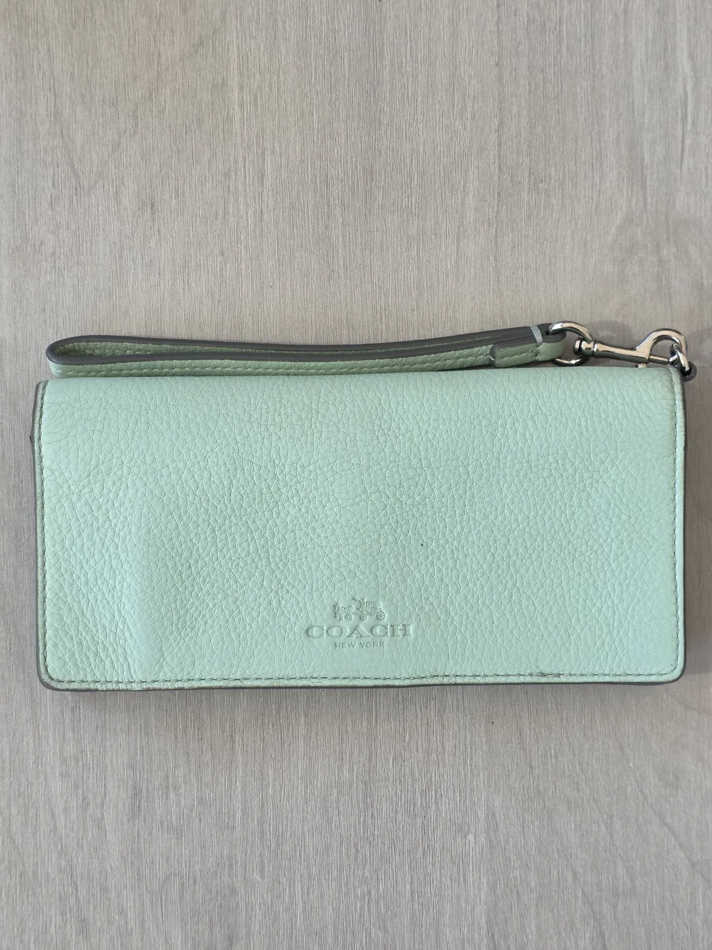 Coach Mint Leather Wristlet Wallet